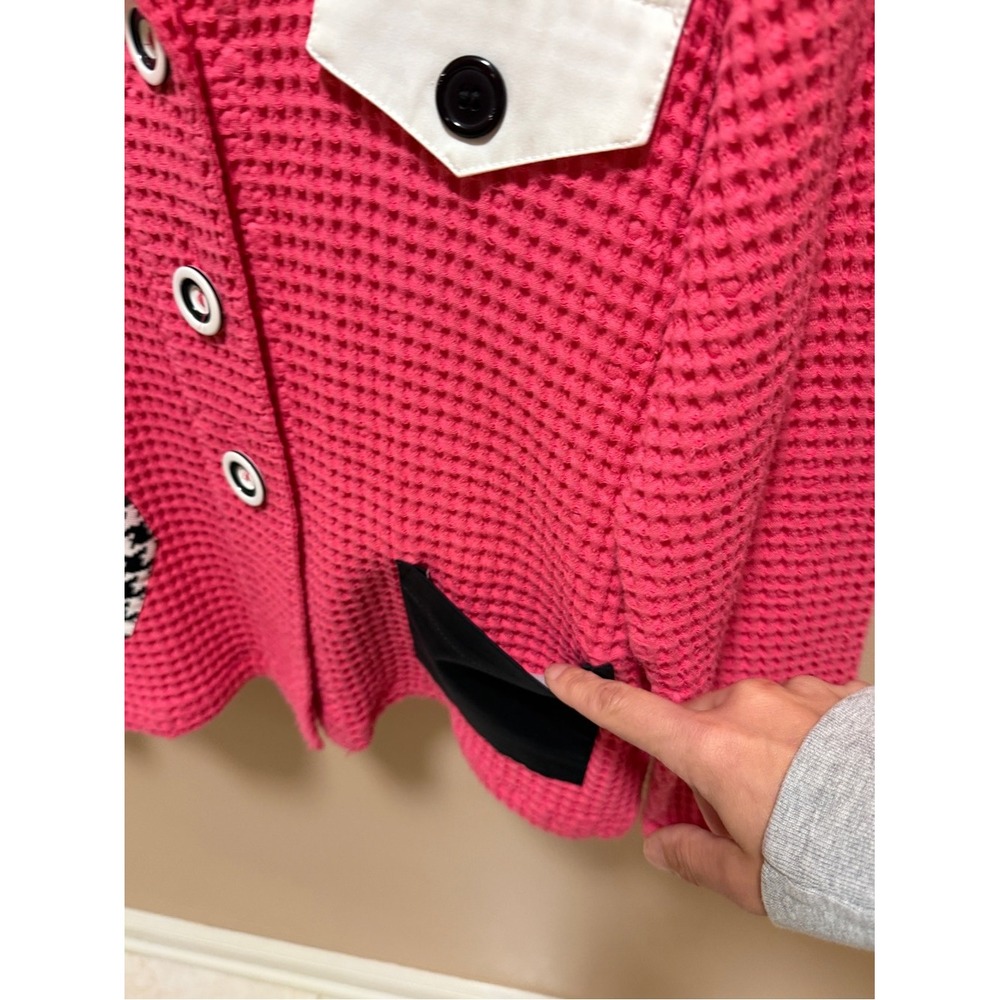 VTG Nannette Keller Pink Waffle Knit Blazer Shacket Patch Pockets Cotton 90's - Picture 9 of 17